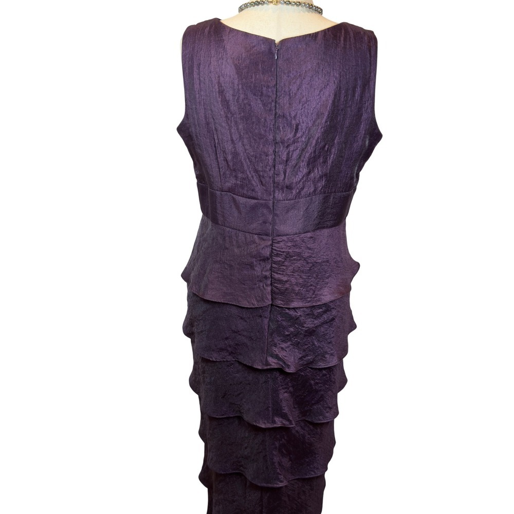 RM Richards Plum Formal Gown size 14 Sweetheart Tiered Ruffles Embellished Waist - Picture 5 of 11